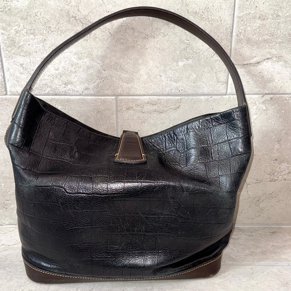 Dooney & Bourke Croc Embossed Black and Brown
Logo Lock Purse Bag - Picture 4 of 9